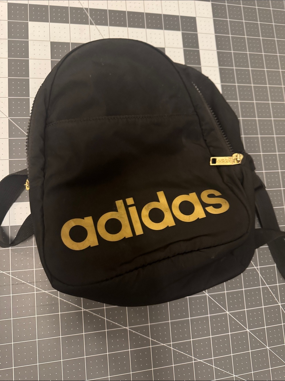 adidas Black Backpack with Gold Logo and Hardware